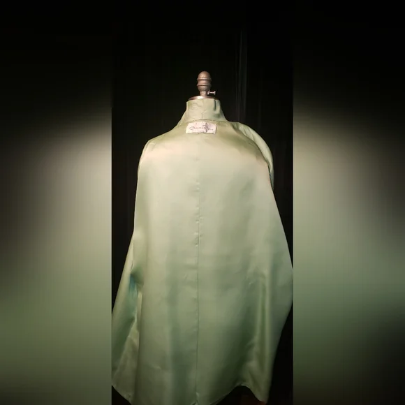 Oscar de la Renta double sided 100% Charmeuse silk Mint kimono oversized Jacket - Picture 11 of 16
